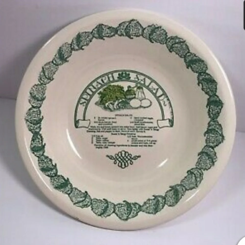 LARGE VINTAGE GARDEN CLASSICS SERVING BOWL WITH PRINTED RECIPE